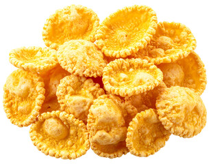 Pile of golden, crispy, round snacks