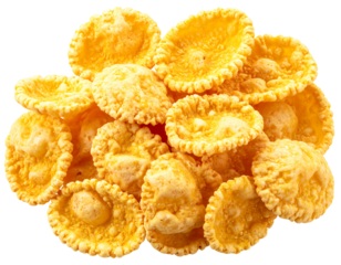 Pile of golden, crispy, round snacks