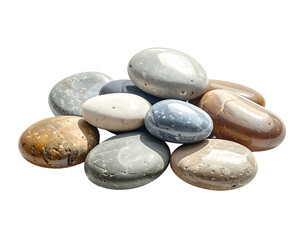 Pile of smooth, varied-colored stones