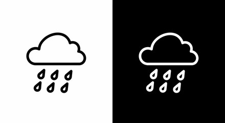 Rainy Day Cloud Icon: A minimalist digital illustration featuring a cloud and raindrops, representing inclement weather against a contrasting background.