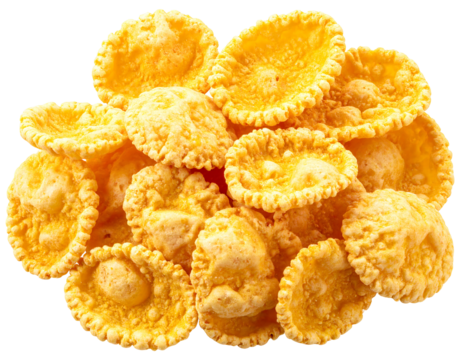 Pile of golden, crispy, round snacks