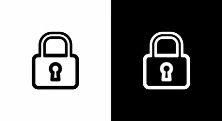 Digital Safety Lock Icons: Iconic depiction of a padlock, representing digital safety, protection, security, privacy, and encryption with a sleek, modern design