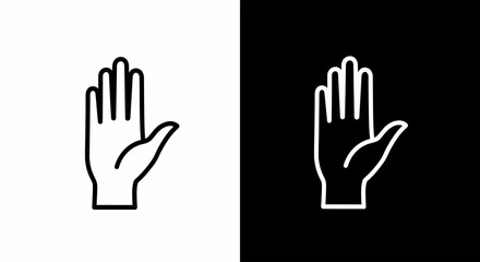 Fototapeta premium Hand Sign Illustration: A striking illustration of a hand in both black and white variations. Emphasizing gesture and symbolism. This image conveys clear communication and simplicity