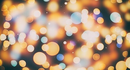 Obraz premium A festive and vibrant display of bokeh lights, featuring a multitude of soft, circular shapes in warm and cool tones.