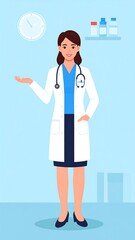 Female doctor presenting, medical office setting