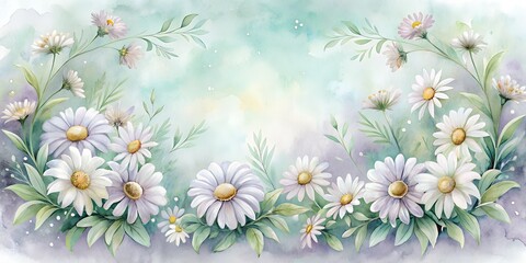 Delicate Watercolor Floral Arrangement of Daisies in Pastel Tones