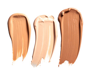 Three swatches of light to dark foundation shades