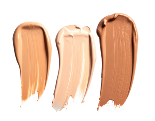 Three swatches of light to dark foundation shades