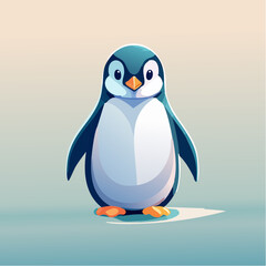 Naklejka premium Minimalist Pastel Penguin Vector Art Icon Design Graphic Illustration