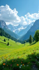 alpine meadow in switzerland