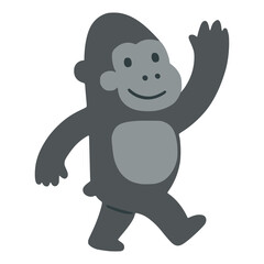 cute gorilla animal standing hand drawn flat color vector illustration template design