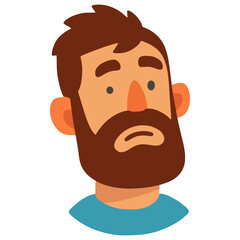 bearded man face expression profile flat color vector illustration template design
