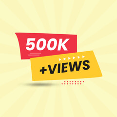 Eyecatching banner design showcasing 500k plus views on a vibrant yellow background pattern