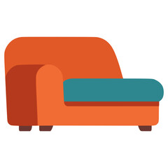 orange couch comfortable sofa interior flat color vector illustration template design
