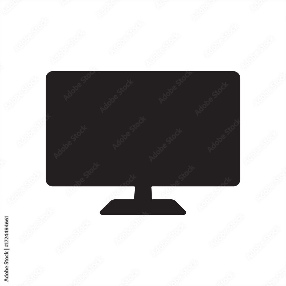 Poster black silhouette of a modern computer monitor for vector graphics and minimalist design projects fea