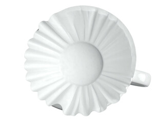 White paper coffee filter with pleated edges and handle