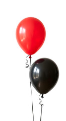 Festive red and black balloons on white background

