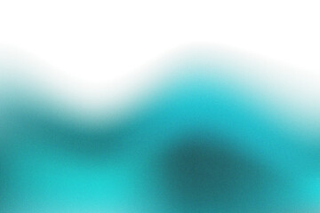 Abstract teal and white gradient background with grainy texture and wave shape isolated on transparent background