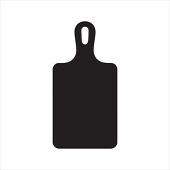 Obraz premium Minimalist Black Cutting Board Illustration on White Background Culinary Kitchen Utensil for Food Preparation Chopping Vegetables and Meats with Handle
