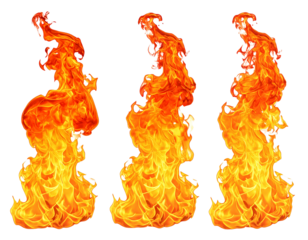 Three flames against black background