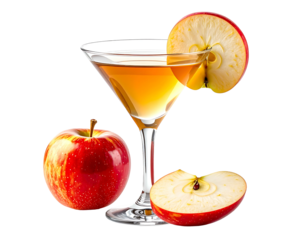 Apple martini with fresh apple slices