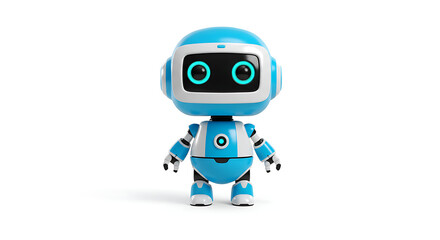 Small cute blue robot, futuristic technology toy character, artificial intelligence concept.