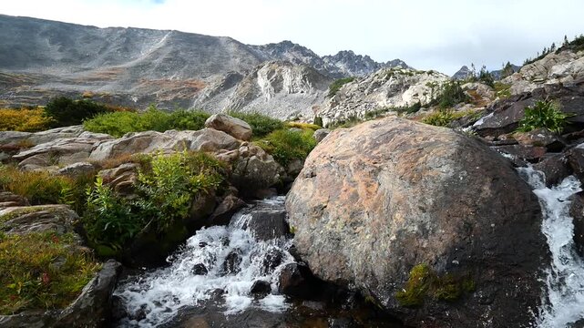 Mountain Stream Flowing from Small Alpine Lake near Lake Isabelle in Mid-September, Colorado