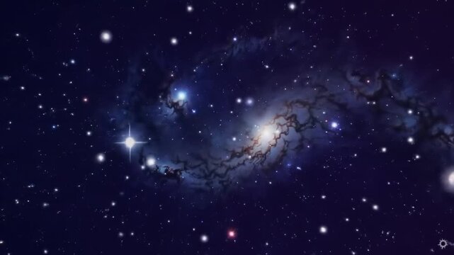 Vibrant Galaxy Core and Cosmic Dust Swirls Amidst a Starry Sky Canvas, Capturing the Vast Beauty of the Universe