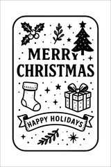 “Happy Merry Christmas Label Design”