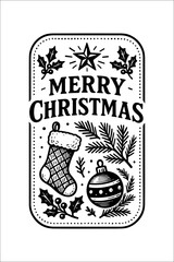 Black and White Christmas Greeting Illustration