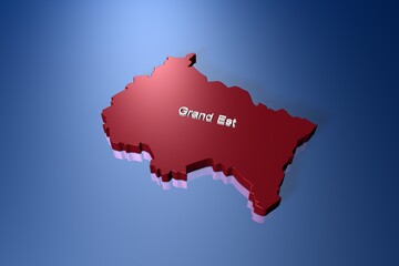 Grand Est state of France in 3D illustration 3