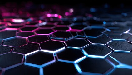 Abstract hexagonal pattern with vibrant neon light (2)