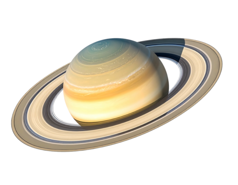 Saturn, a planet with prominent rings, rendered in a detailed image