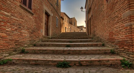 Fototapeta premium Cobblestone alleyway steps