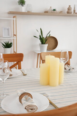 Festive table setting in dining room