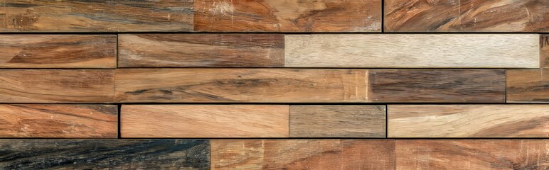 Old wooden wall texture background with vintage brown timber planks closeup