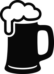 Classic draft beer mug with overflowing foam silhouette