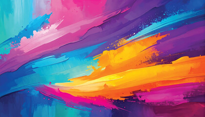 Abstract Painting with Vibrant Brushstrokes