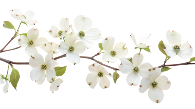 Dogwood Blossom branch flower isolate on transparency background