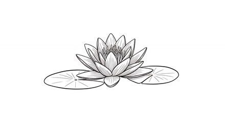 Fototapeta premium Simple line art lotus flower