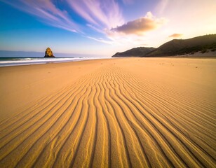 Sunrise beach, rippled sand