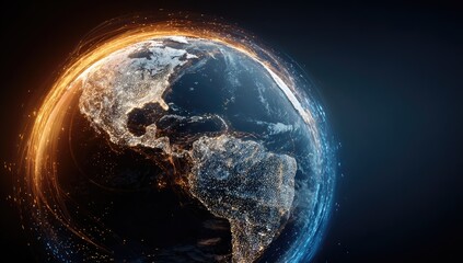 Global network of light encircling a 3D Earth