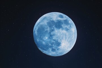 Obraz premium Full blue moon in a starry night sky