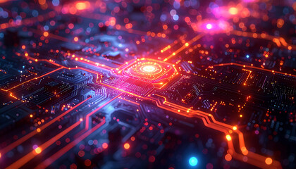 Fototapeta premium Digital Network Connection: Capturing a mesmerizing digital rendering of a network connection, this image highlights the complex and intricate pathways of modern technology.