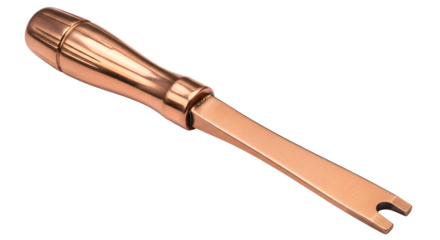 Copper spudger tool, isolated on transparent background, a nonsparking tool for electronic repair and maintenance with a comfortable grip