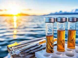 Sunset Ocean Water Sample Analysis.