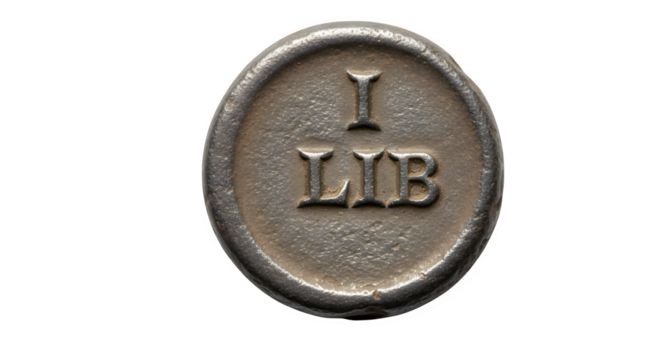Antique one pound weight isolated on transparent background, a relic of historical commerce and measurement, showcasing the standards of the past