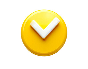 3D yellow button with white downward-pointing checkmark