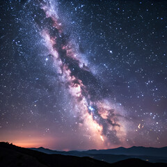 The Milky Way galaxy displayed in a stunning band of stars stretching across the clear night sky