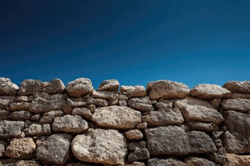 Stone wall against a vibrant blue sky (1)